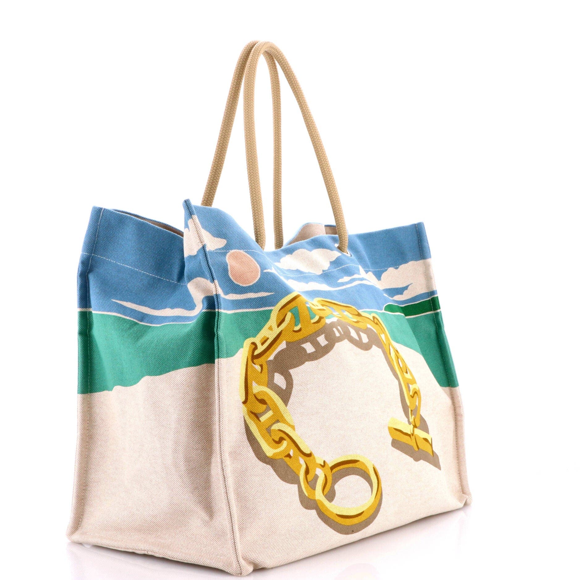 Beach Bag Printed Canvas, Alternate, color, Blue