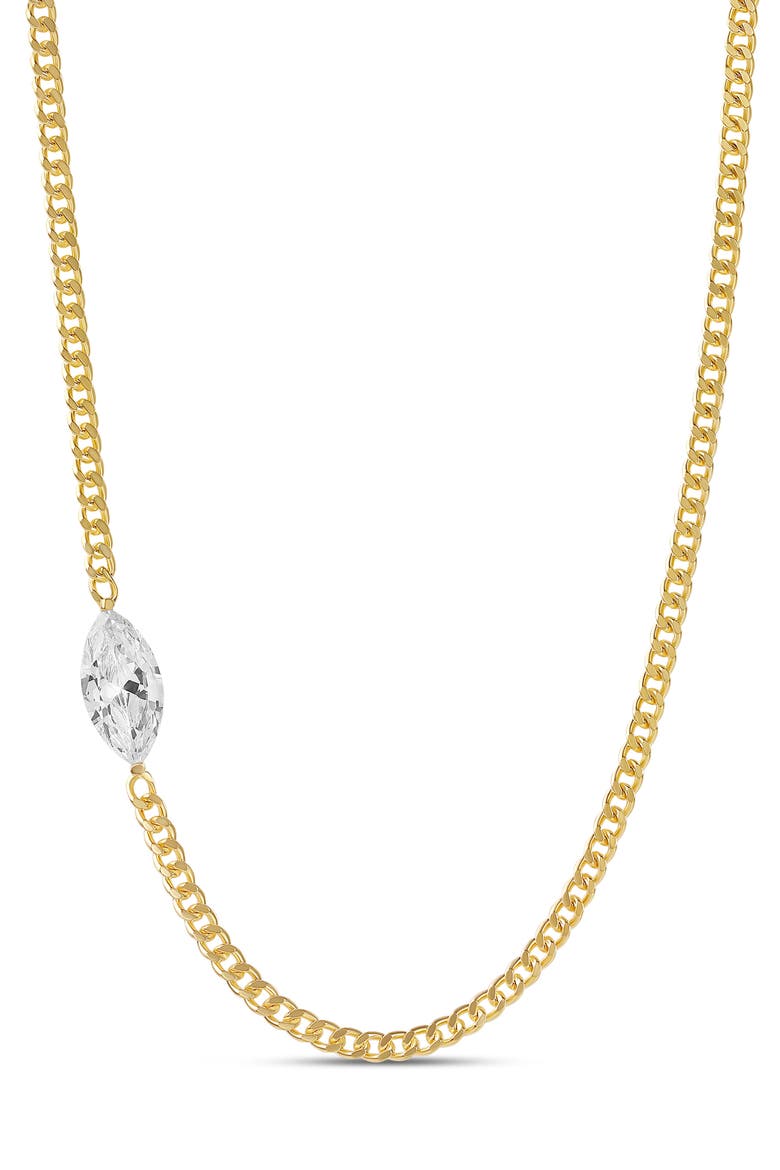 Offset Marquise Cuban Link Necklace, Main, color, GOLD