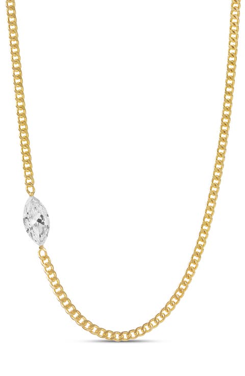 Offset Marquise Cuban Link Necklace