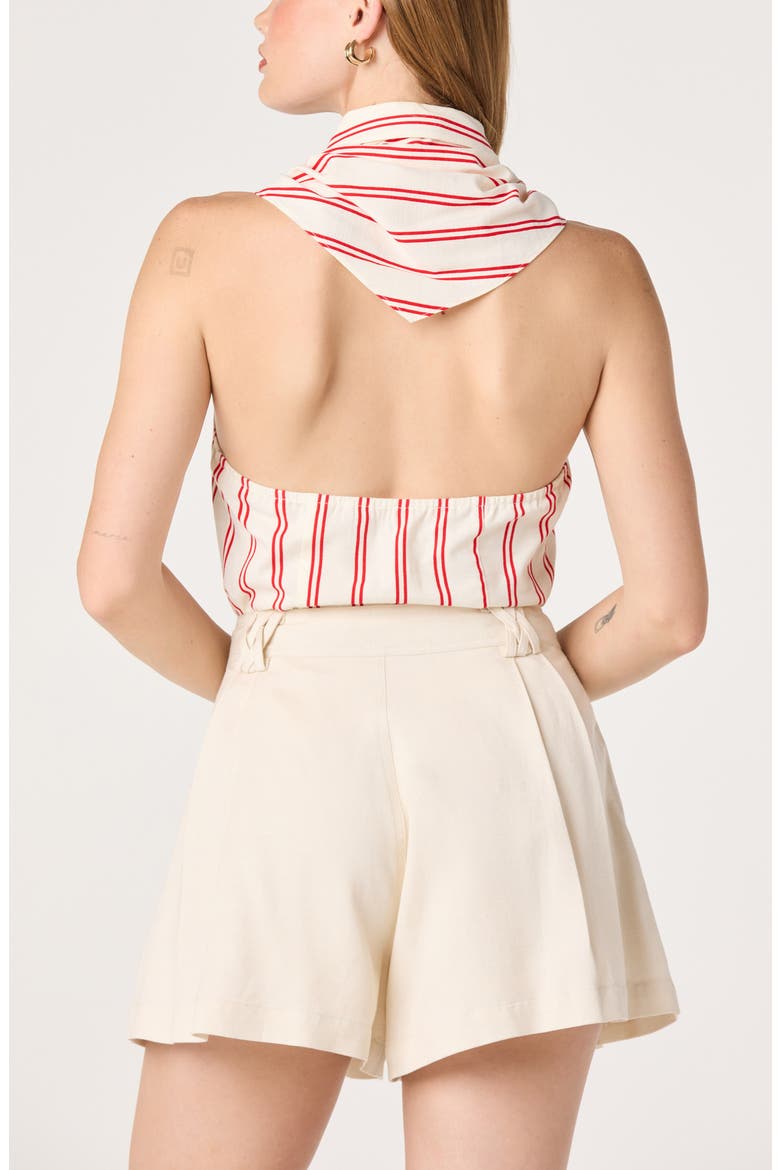 Adrianna Stripe Cotton Halter Top, Alternate, color, RED STRIPE
