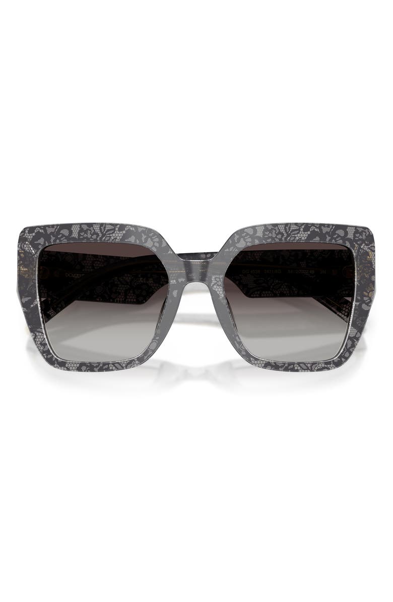 Dolce&Gabbana 54mm Square Sunglasses, Alternate, color, Print Black Lace / Grey