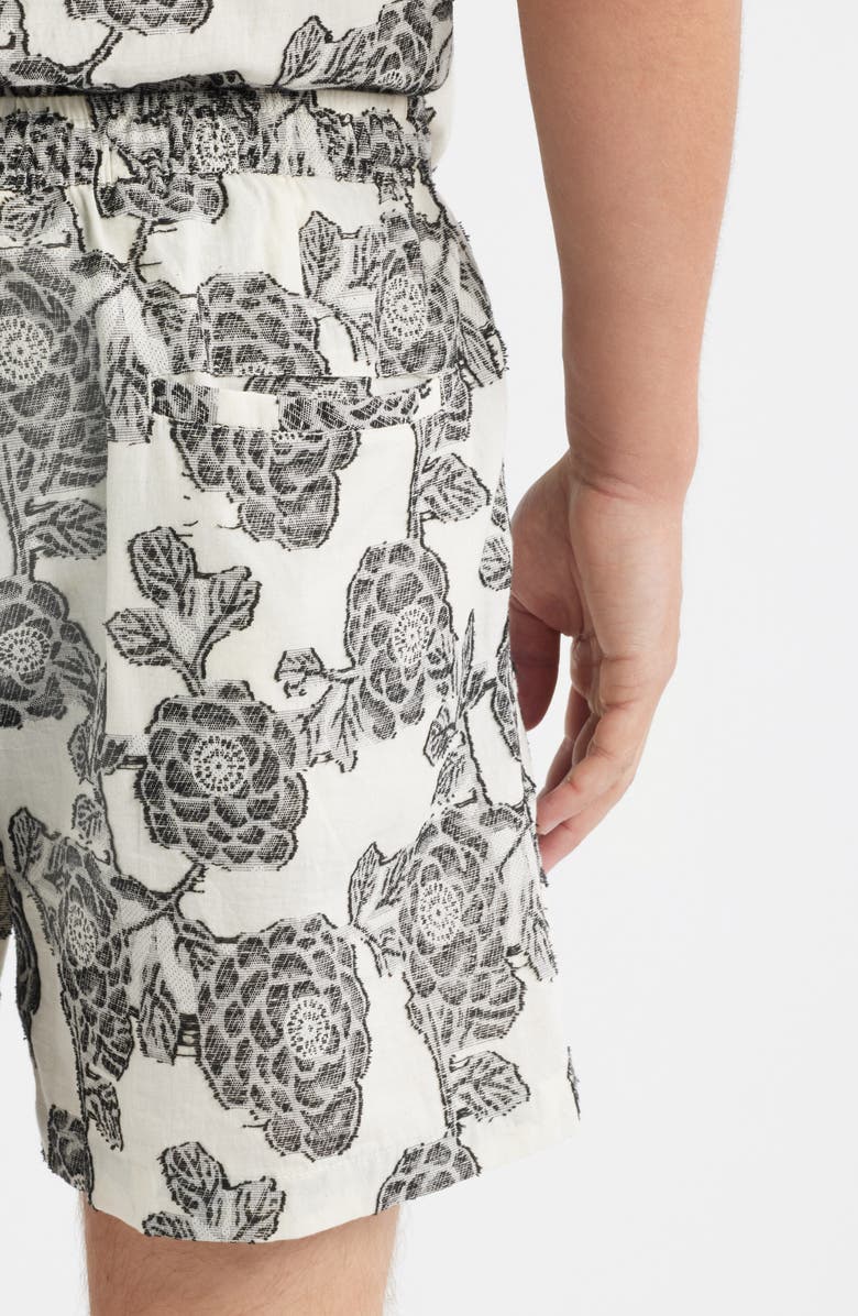 RIZORT Nathan Floral Drawstring Shorts, Alternate, color, White/ Black