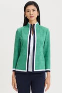 Ming Wang Heritage Contrast Trim Knit Jacket