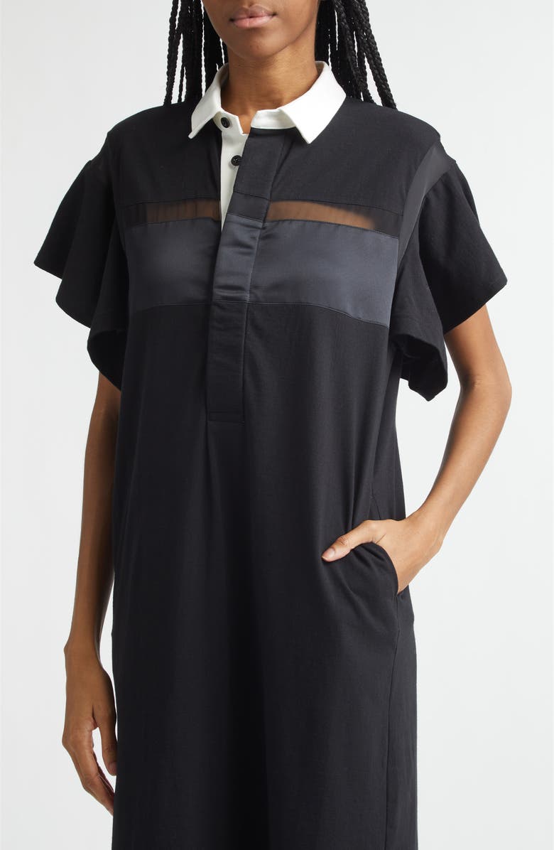 Sacai Cotton Jersey Dress, Alternate, color, Black