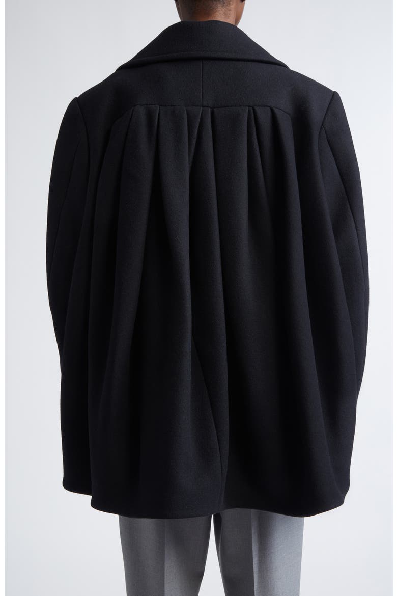 Vafel Wool Blend Twill Peacoat, Alternate, color, BLACK