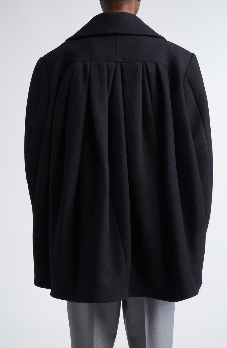 Dries Van Noten Vafel Wool Blend Twill Peacoat, Alternate, color, Black