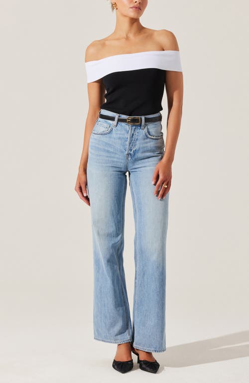 Astr The Label Rochelle Off The Shoulder Sweater In Black White