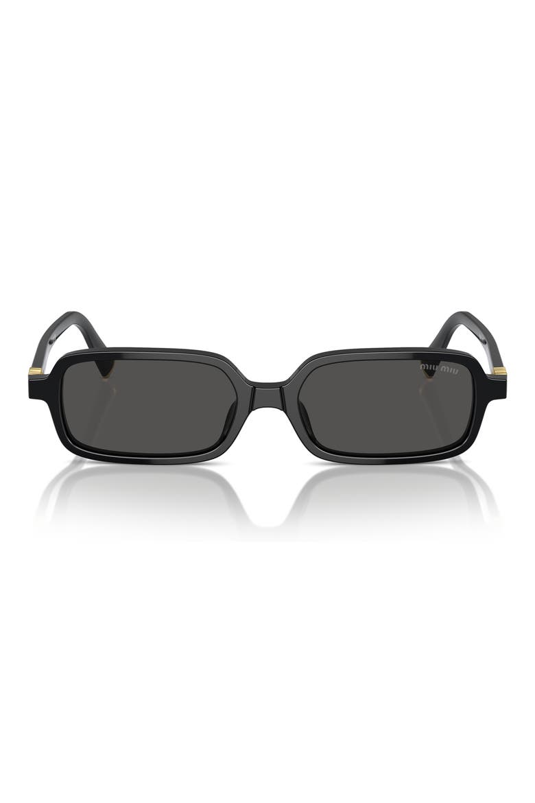 51mm Rectangular Sunglasses, Alternate, color, BLACK / DARK GREY