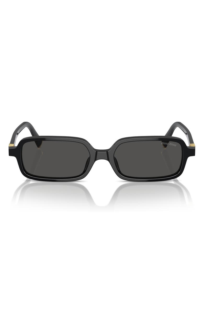 Miu Miu 51mm Rectangular Sunglasses, Alternate, color, Black / Dark Grey