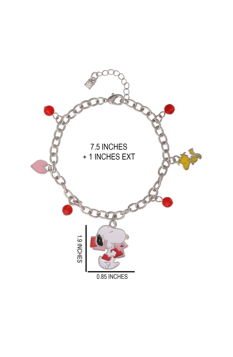 PEANUTS Snoopy Heart Letter Charm Bracelet, Alternate, color, Silver
