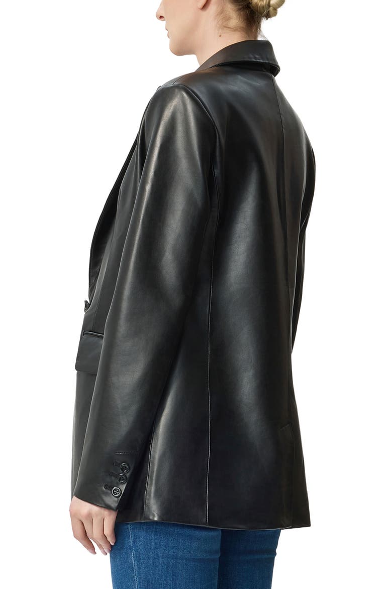 Alexie Leather Blazer, Alternate, color, Black