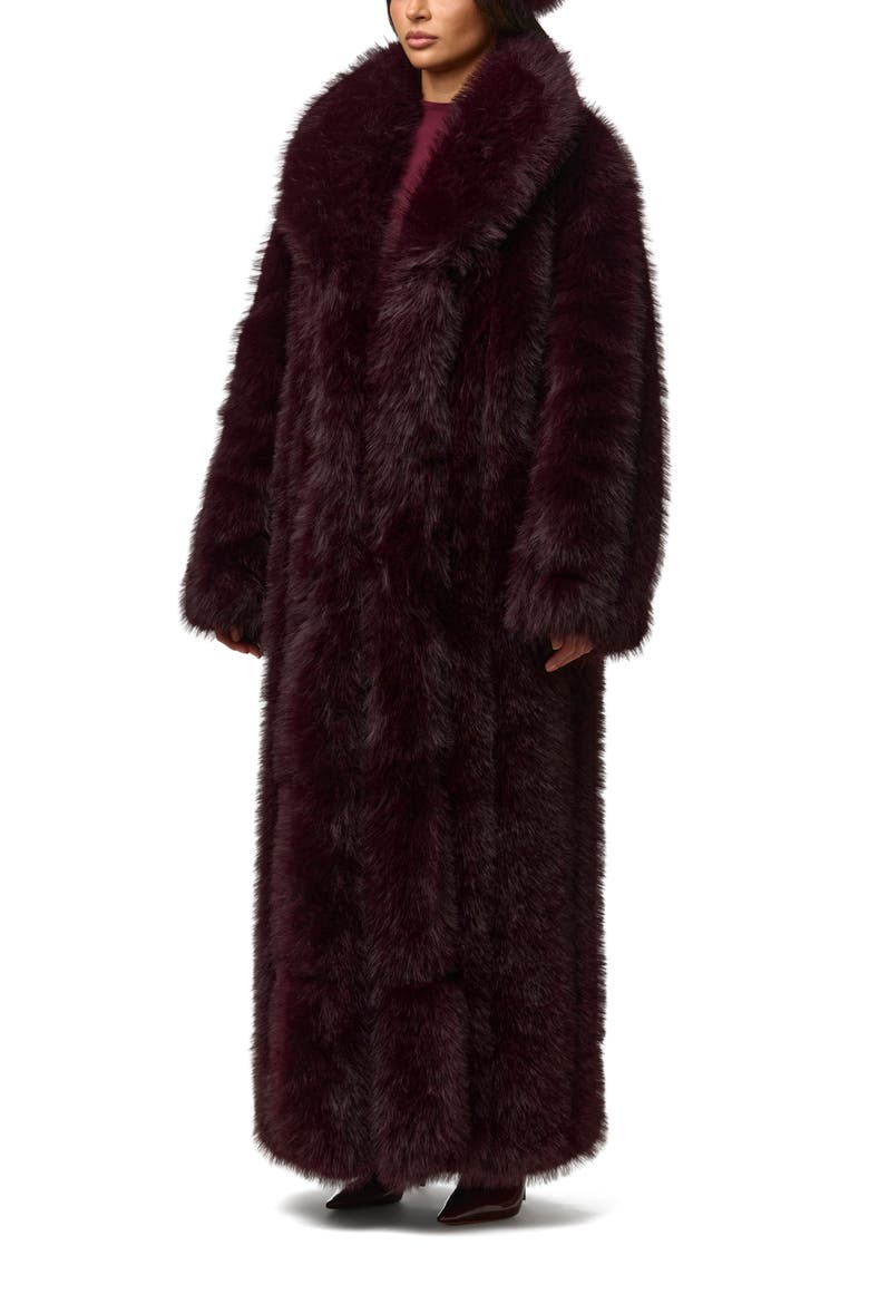 Pelted Faux Fur Coat, Alternate, color, BORDEAUX