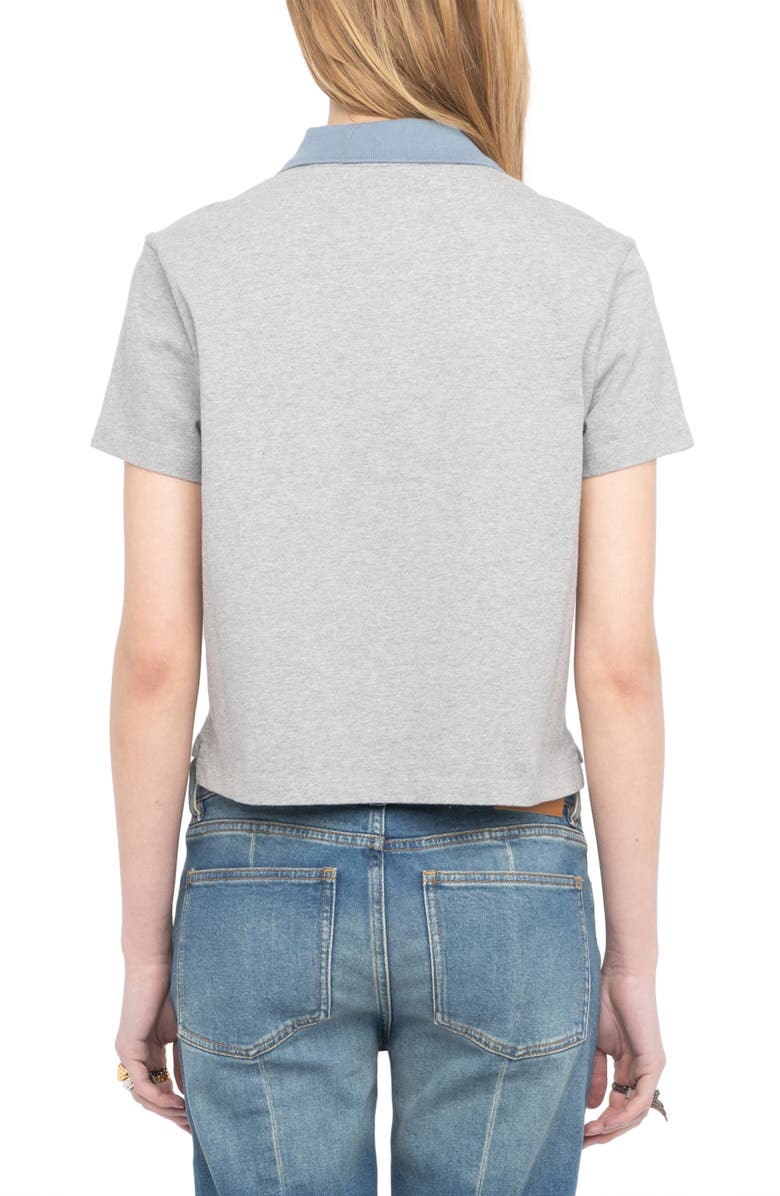 Zadig & Voltaire Mirta Crop Polo, Alternate, color, Medium Grey