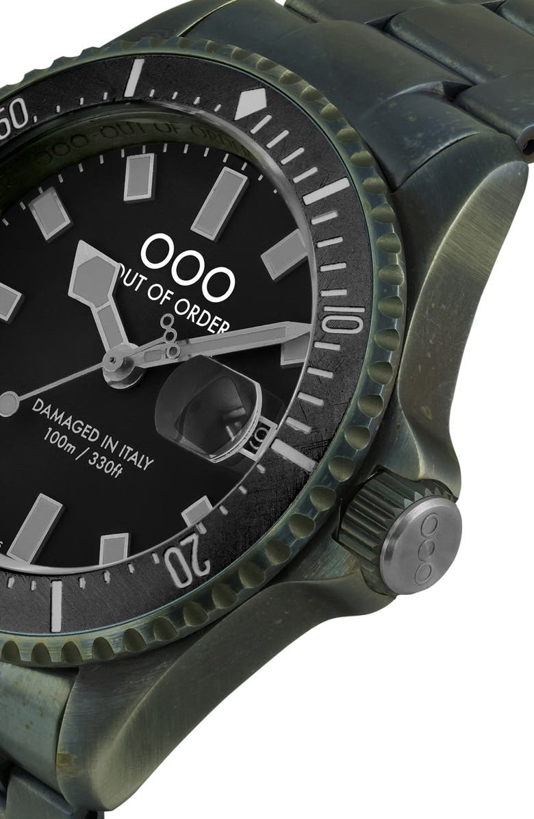 OUT OF ORDER Casanova Swiss Movement Ultra Distressed Bracelet Watch, 44mm, Alternate, color, 