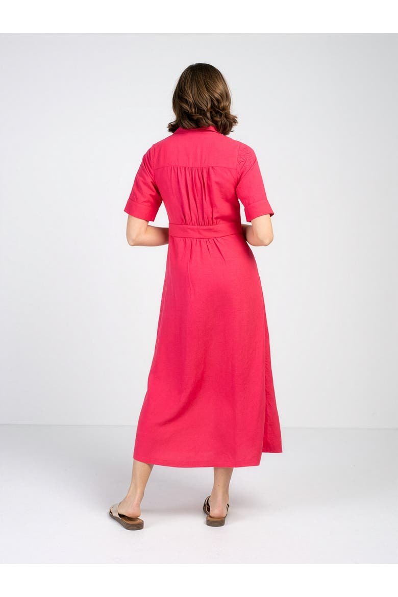Short Sleeve Linen Shirt Dress, Alternate, color, Paradise Pink