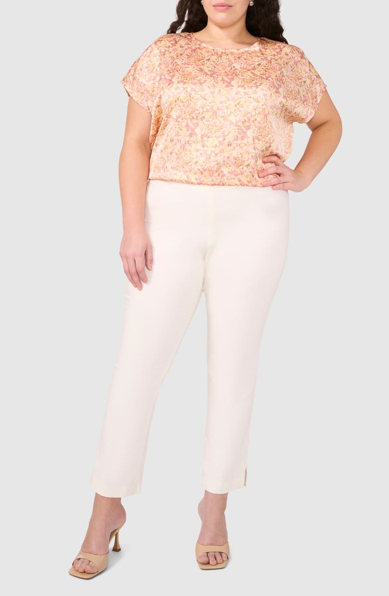 Halogen<sup>®</sup> Fleur Stamp Satin Charmeuse Top, Alternate, color, Sugar Peach