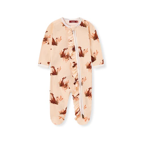 Milkbarn Organic Cotton Ruffle Zipper Footed Romper