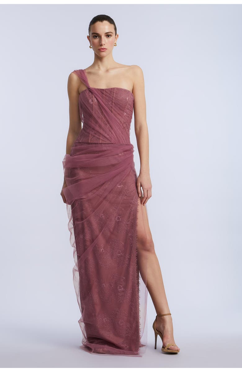 BCBGMAXAZRIA Tulle & Lace Gown, Alternate, color,
