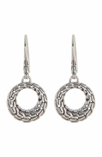 John Hardy Sterling Silver Classic Chain Filigree Circle Drop Earrings