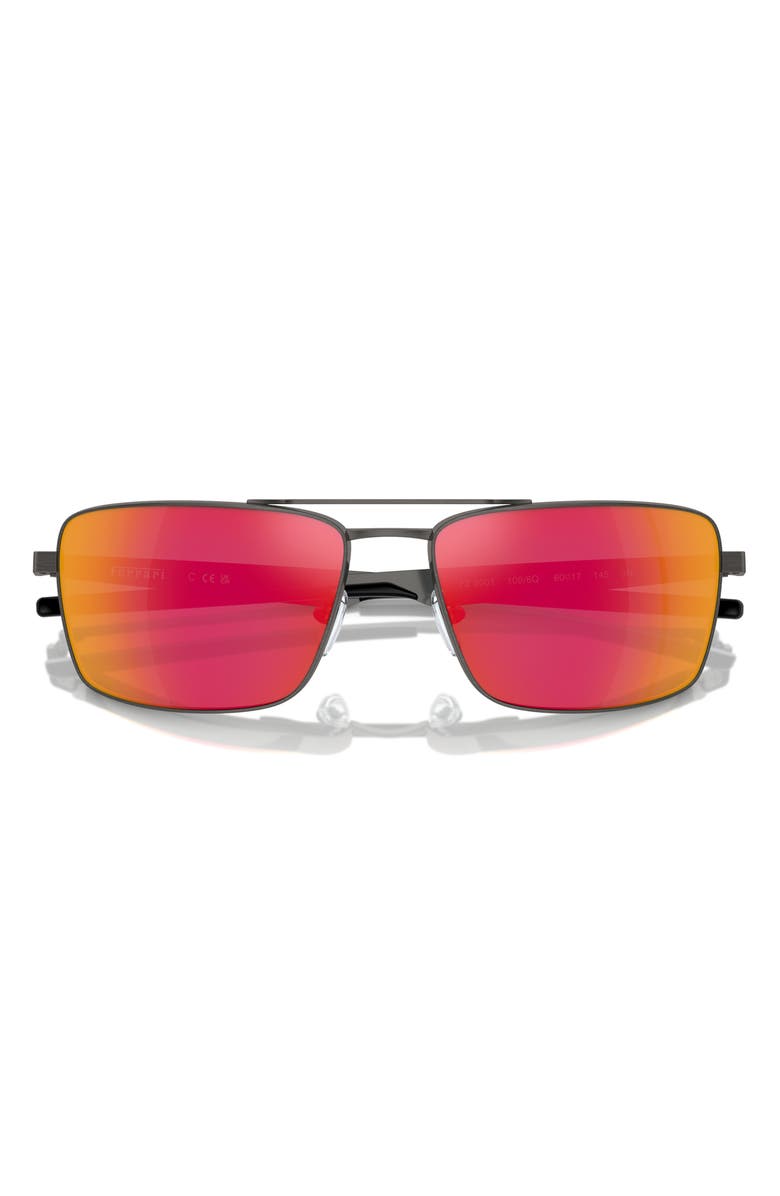 Scuderia Ferrari x Scuderia Ferrari 60mm Rectangular Sunglasses, Alternate, color, Dark Gunmetal