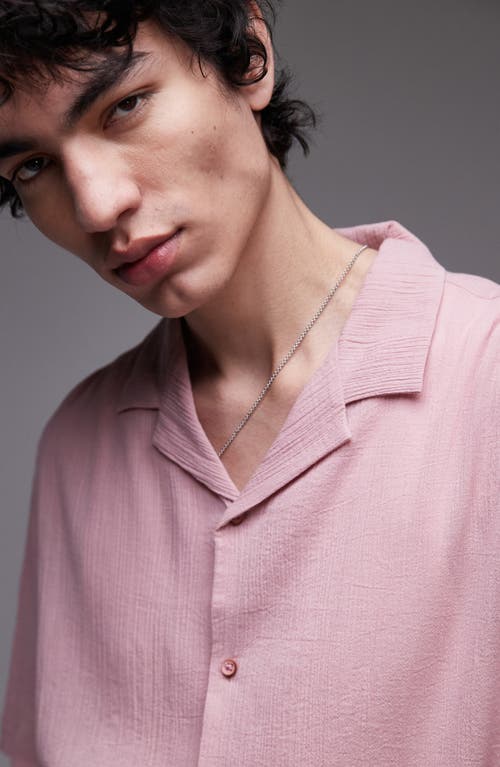 Topman Short Sleeve Crinkle Shirt In Pink