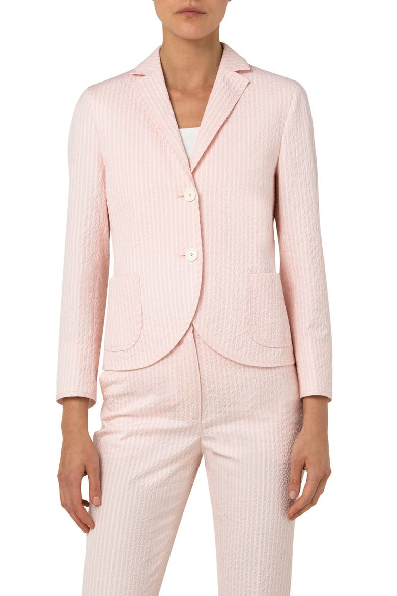 Cotton Blend Seersucker Blazer, Main, color, CREAM-BLOSSOM