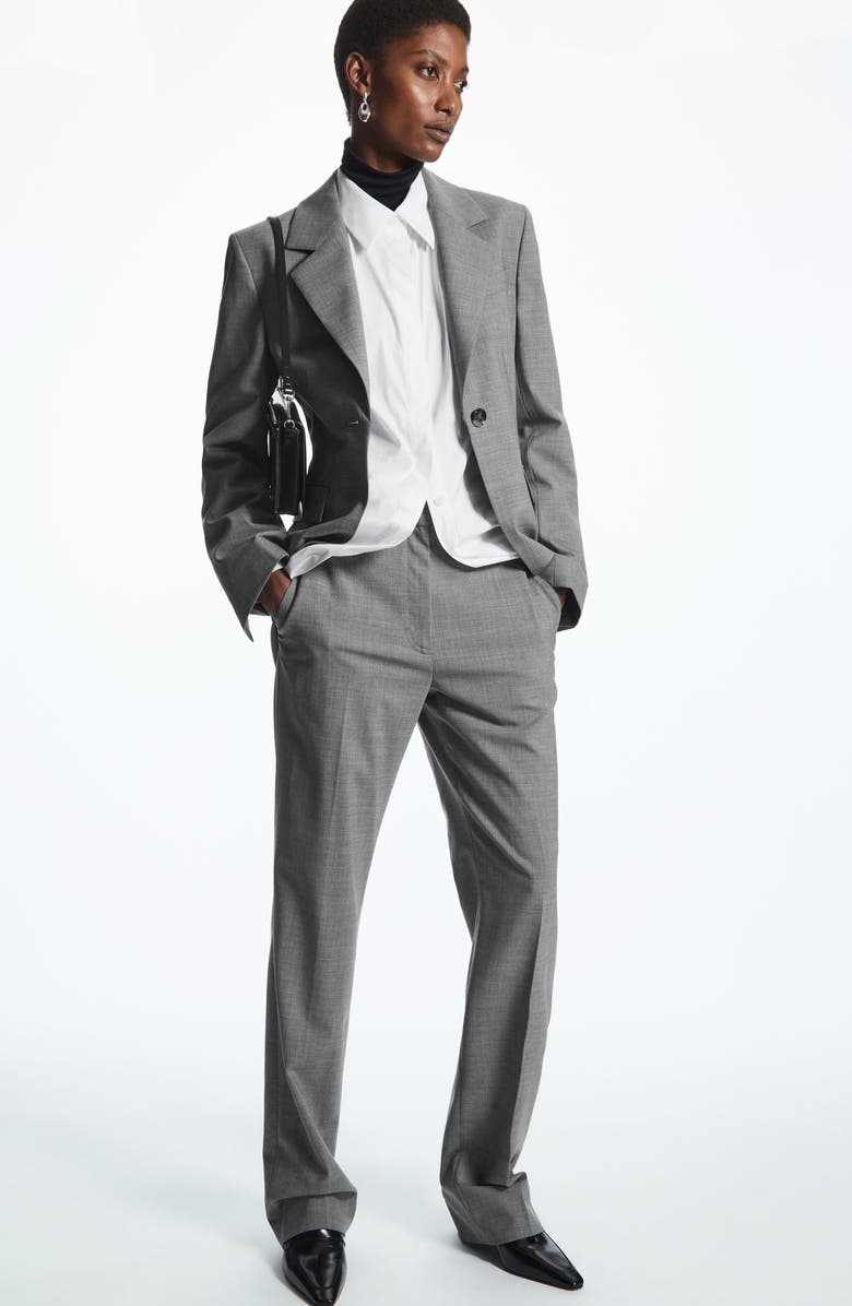 COS Smocked Back Waist Button-Up Shirt, Alternate, color,