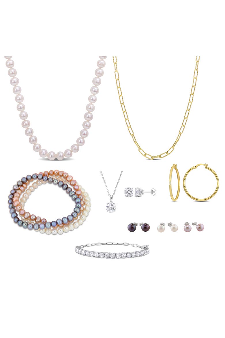 Silver & Pearl 12-Piece Jewelry Gift Box Set, Main, color, White