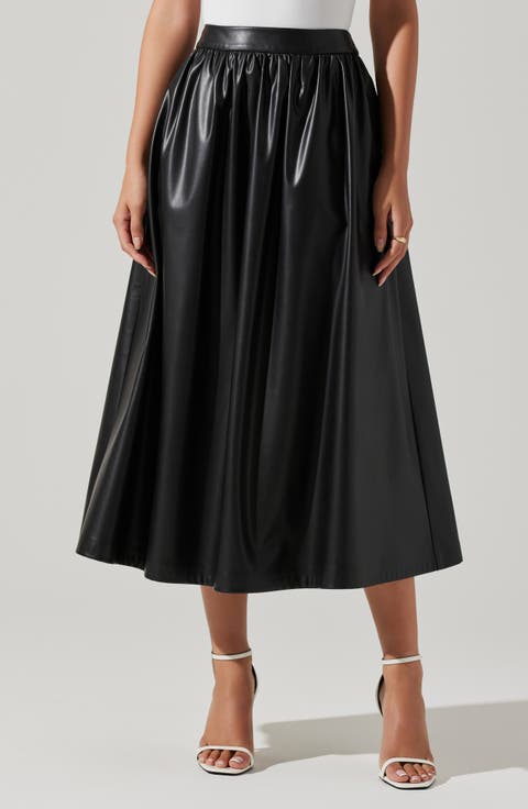 Diandra High Waist Faux Leather Midi Skirt