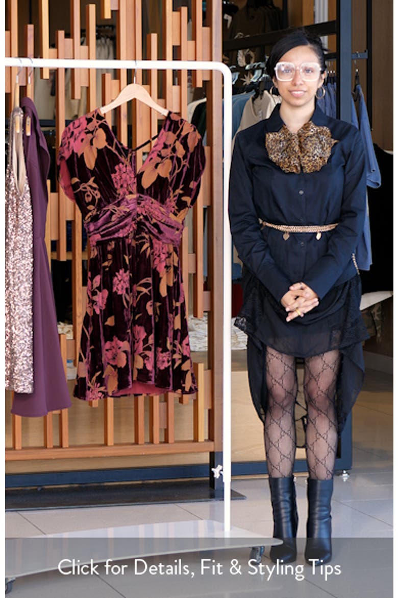Myla Floral Print Ruched Velvet Minidress video