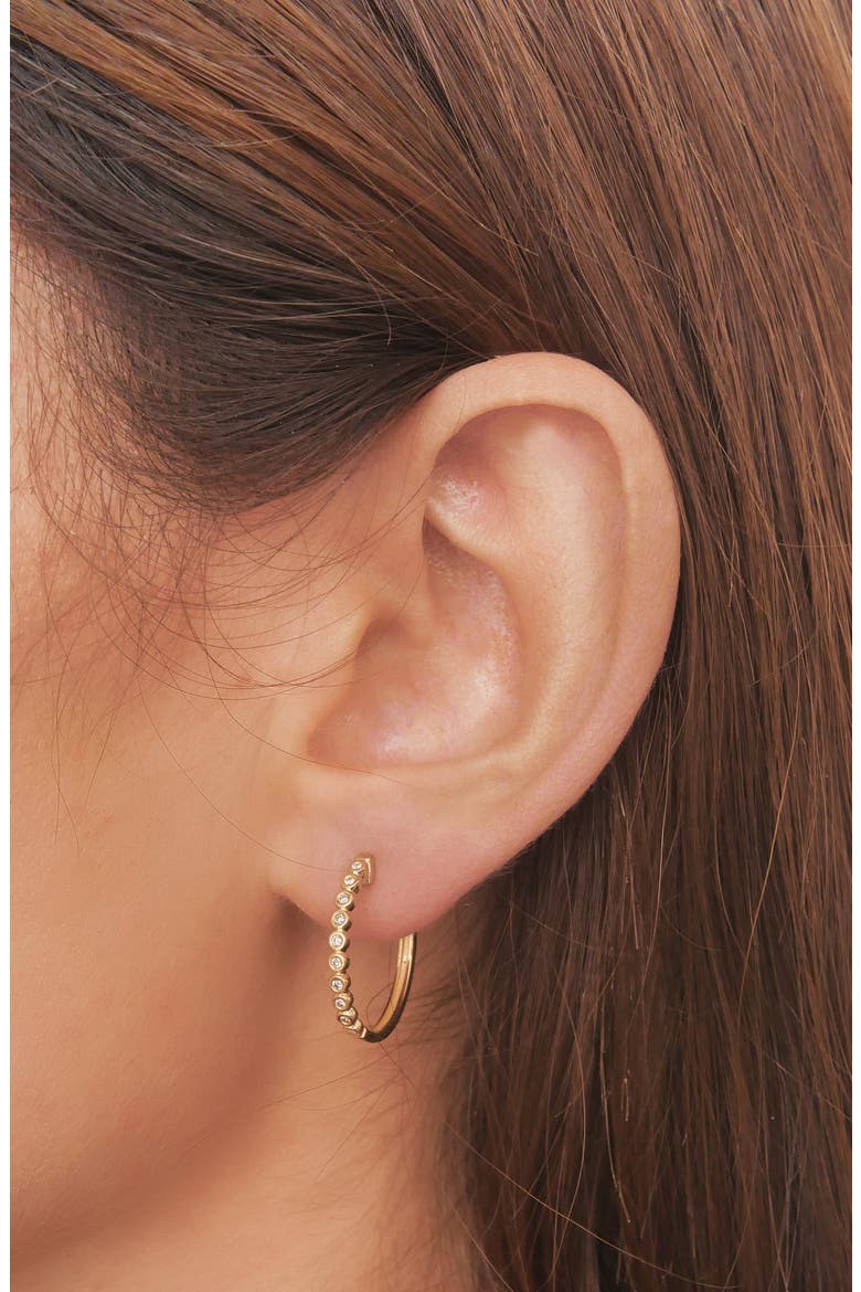 Monaco Beaded Diamond Hoop Earrings (Nordstrom Exclusive), Alternate, color, YELLOW GOLD/ DIAMOND