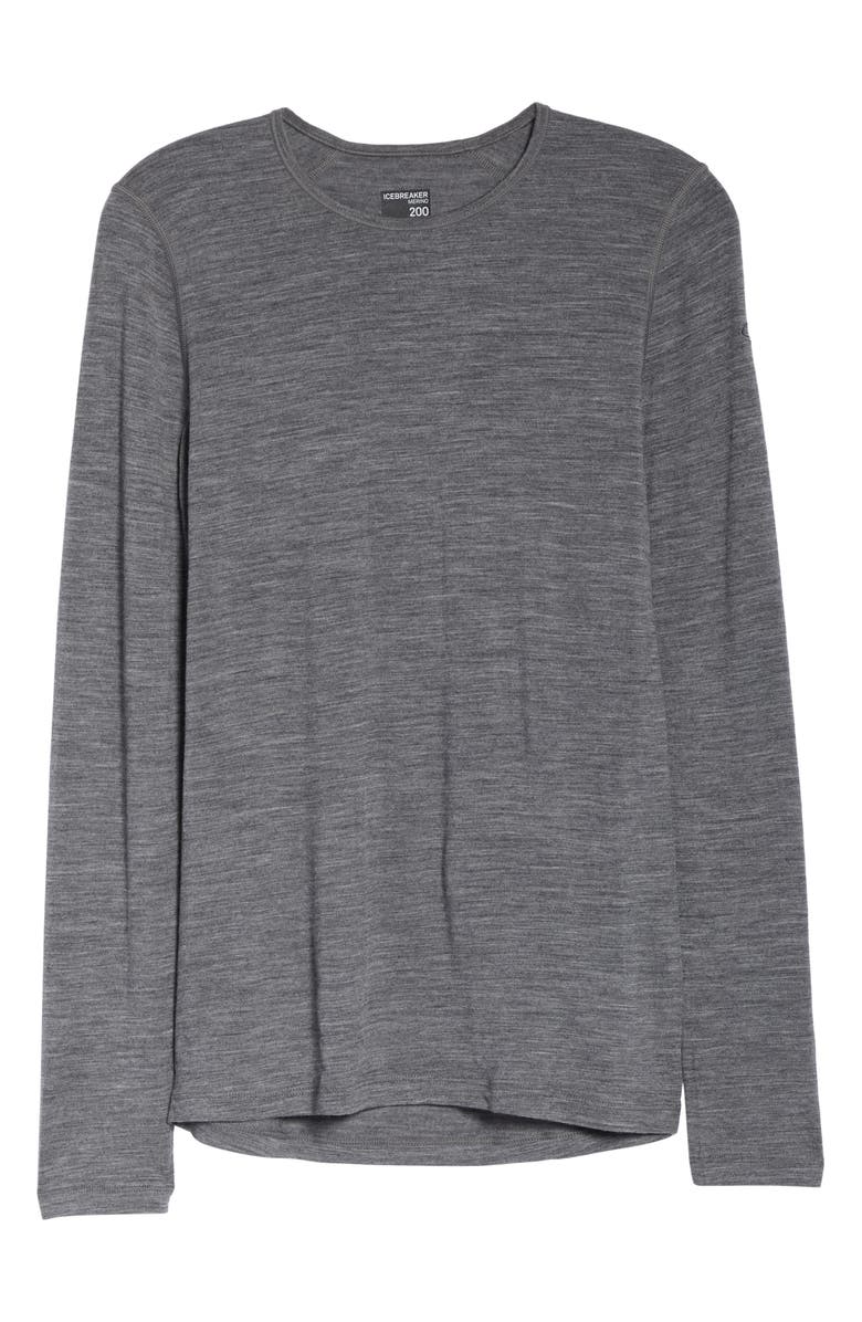 Icebreaker Oasis Long Sleeve Merino Wool Base Layer Tee, Alternate, color, Gritstone Heather
