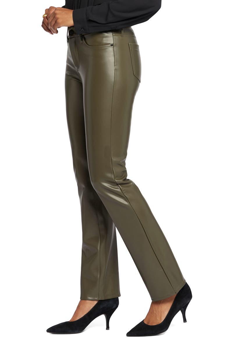 NYDJ Marilyn Faux Leather Straight Leg Pants, Alternate, color, Ripe Olive