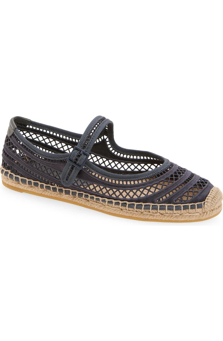 Tory Burch Open Weave Mary Jane Espadrille Flat, Main, color, Bluestone