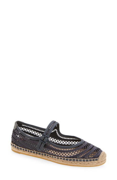Open Weave Mary Jane Espadrille Flat (Women)