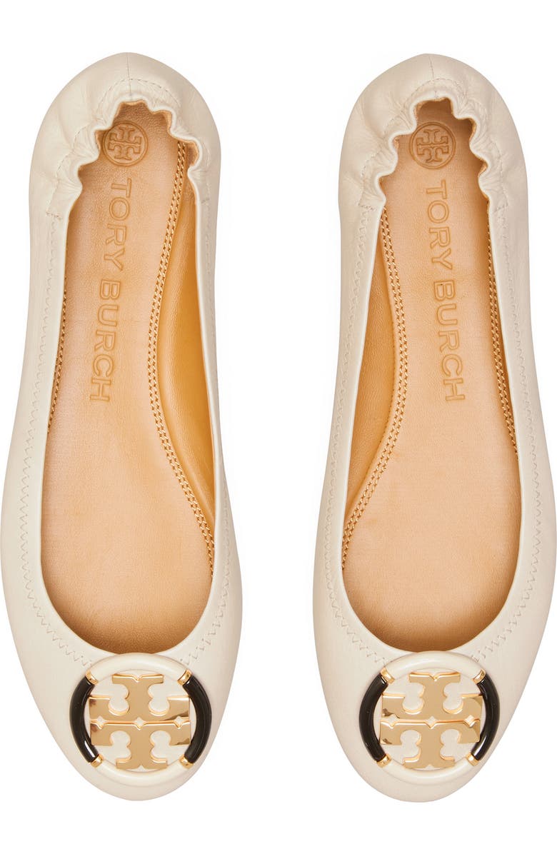 Tory Burch Multi Logo Ballet Flat, Alternate, color, Rice Paper