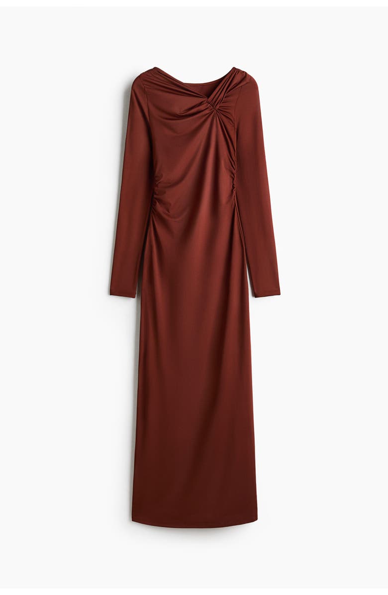 H&M Draped Jersey Dress, Main, color, Rust Brown