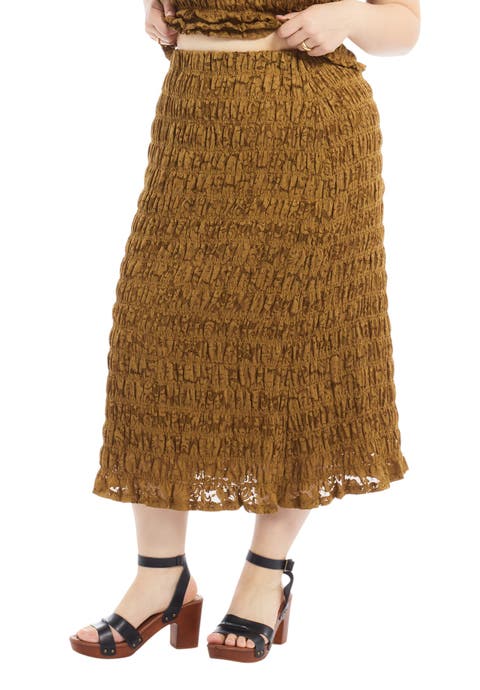 Smocked Lace Knit Midi Skirt (plus)