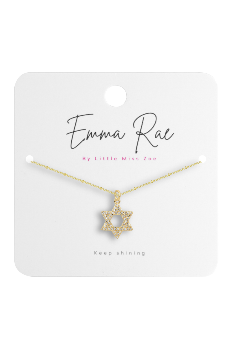 Cubic Zirconia Star of David Pendant Necklace, Alternate, color, Metalic Gold