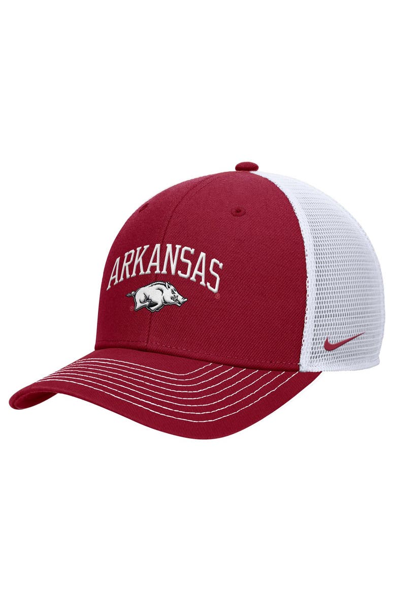 Men's Nike Cardinal Arkansas Razorbacks Rise Adjustable Trucker Hat, Main, color, Cardinal