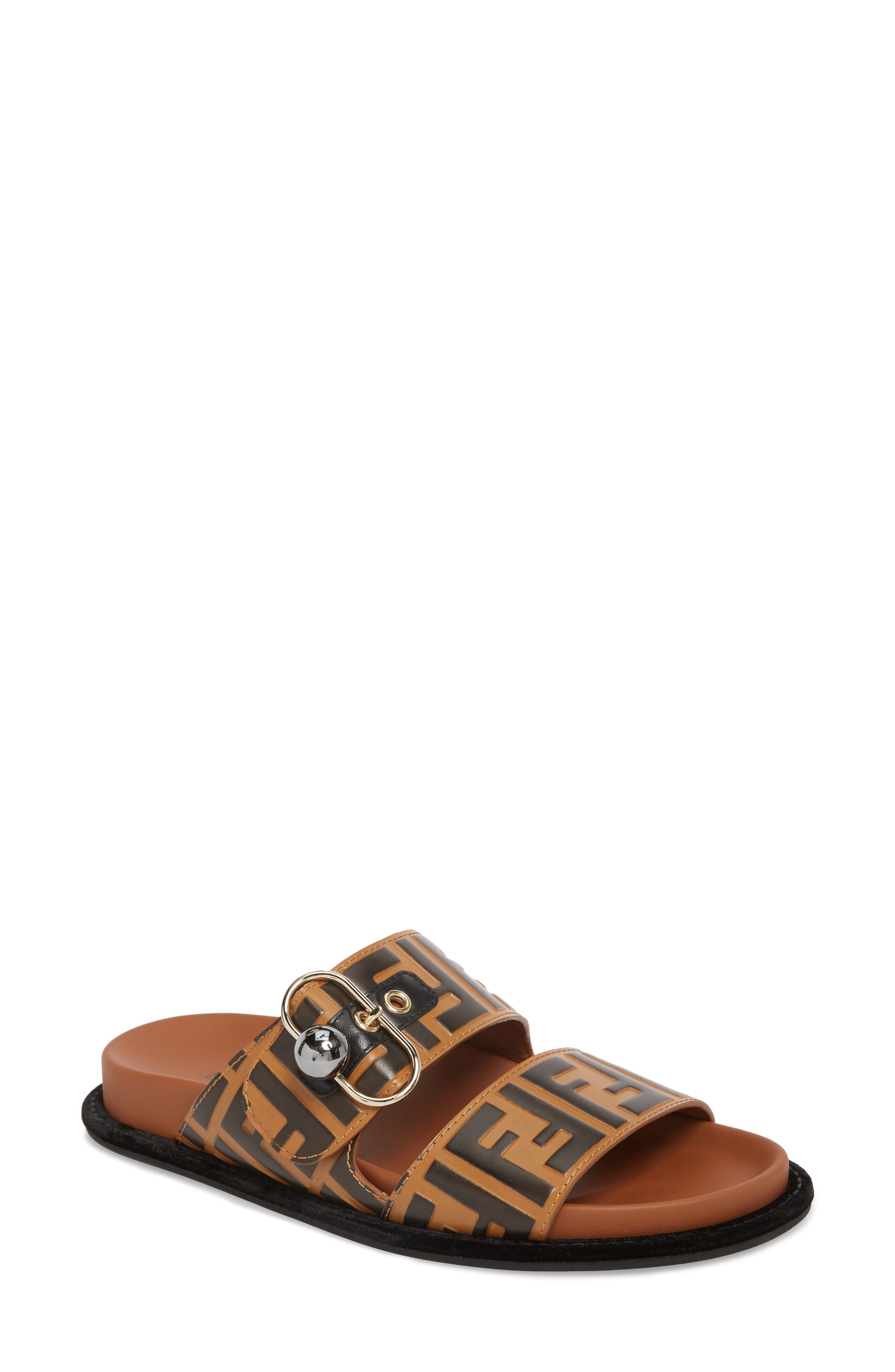 Fendi Pearland Logo Slide Sandal, Main, color, 