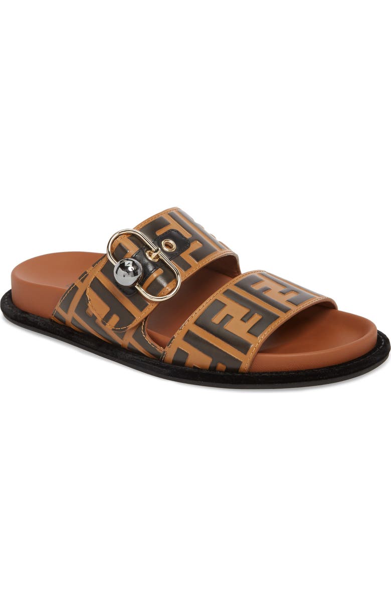 Fendi Pearland Logo Slide Sandal, Main, color,