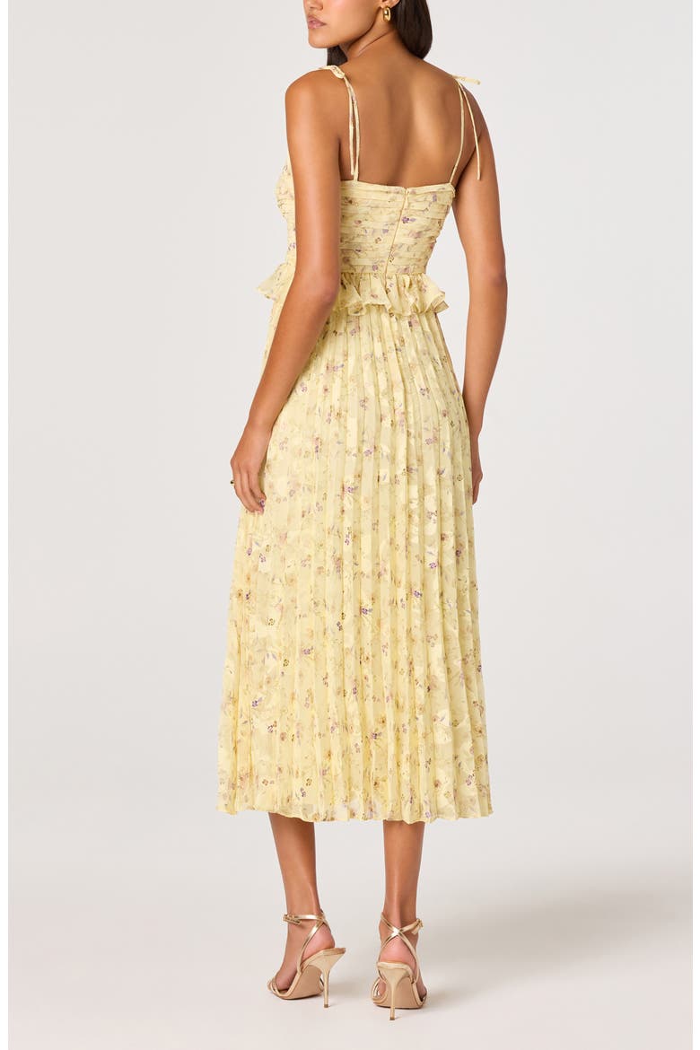 Emerys Metallic Floral Pleated Midi Dress, Alternate, color, YELLOW FLORAL