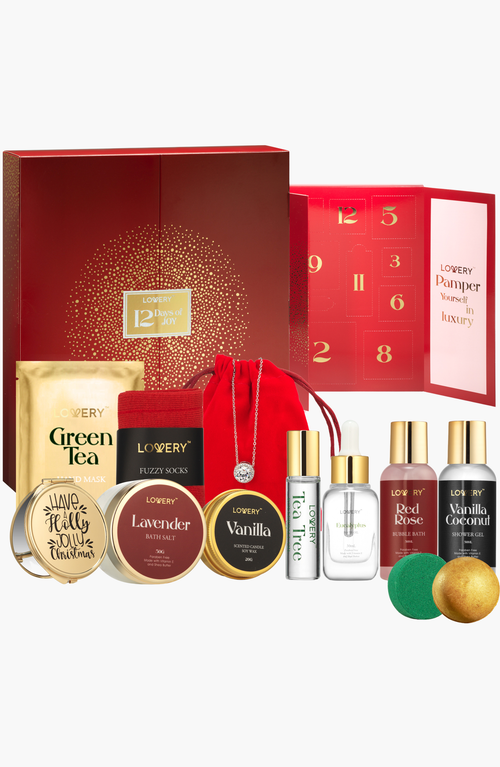 Lovery 12 Days Of Beauty Advent Calendar Bath & Body Care Gift Set In Red