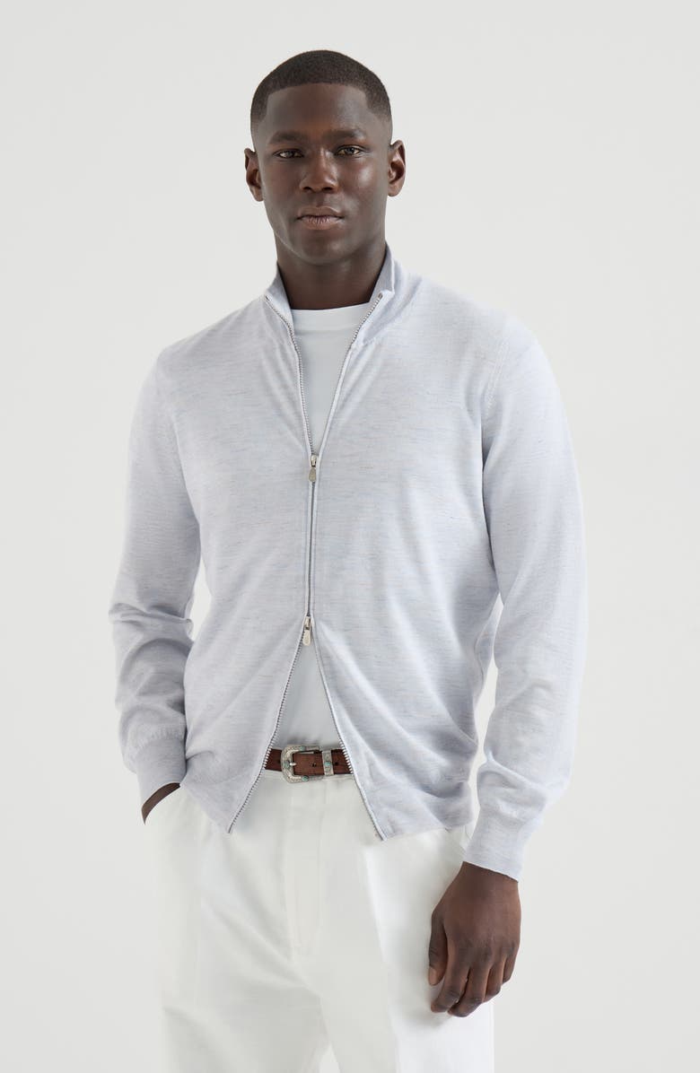 Brunello Cucinelli Cashmere and silk cardigan, Alternate, color, Pale Blue