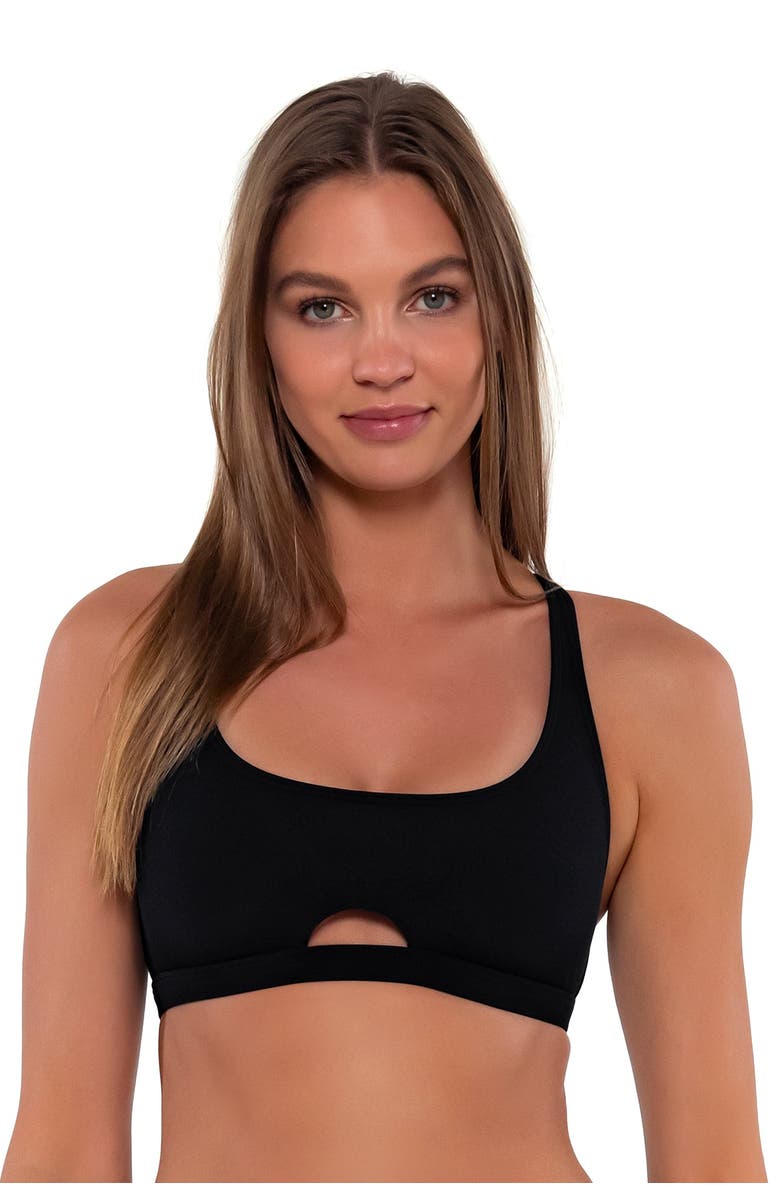 Sunsets Brandi Bralette Bikini Swimsuit Top, Alternate, color, Black