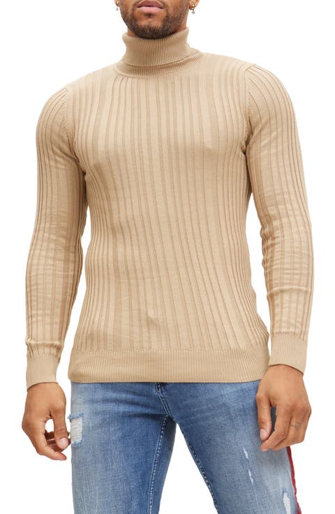 Roll Neck Rib Knit Sweater