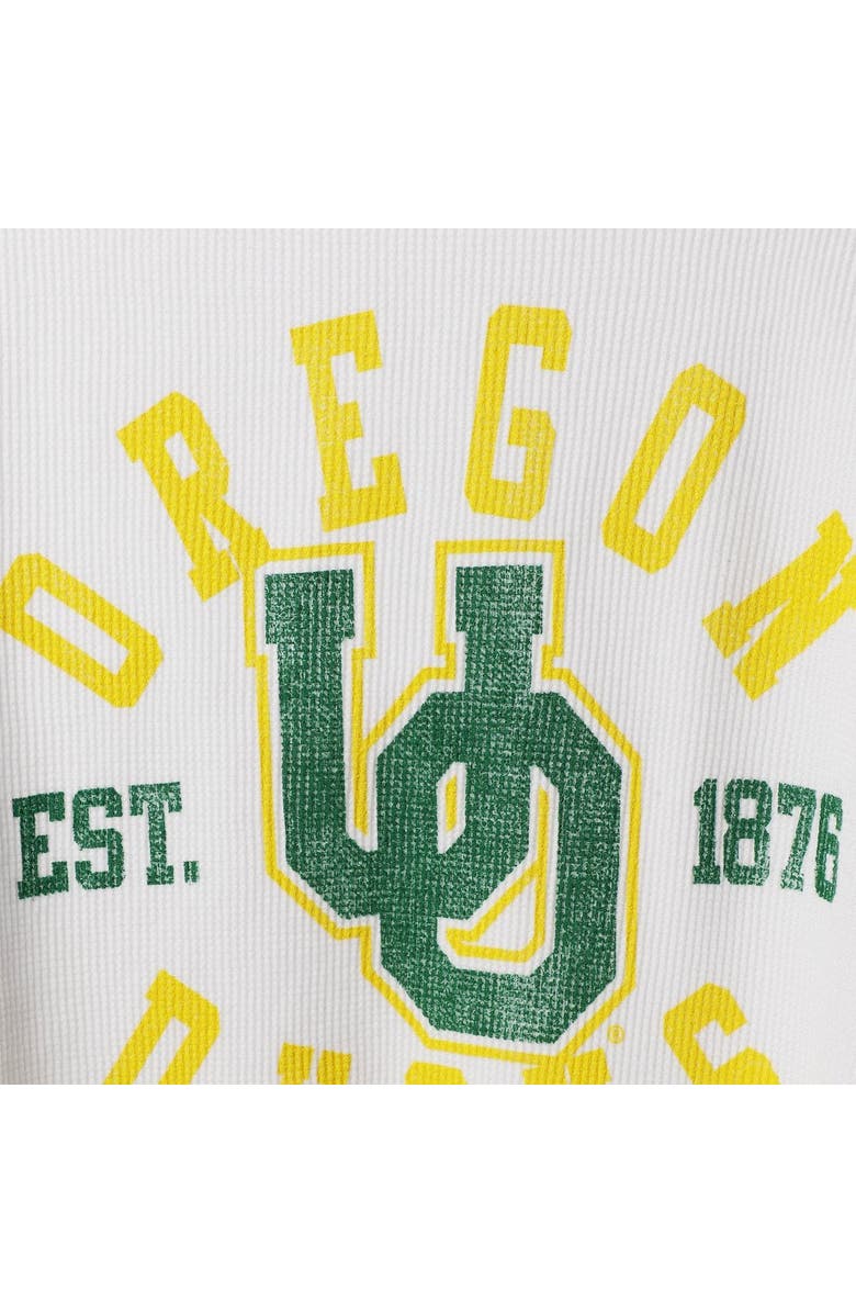 Retro Brand Women's Original Retro Brand White Oregon Ducks Contrast Boyfriend Raglan Thermal Long Sleeve T-Shirt, Alternate, color, 