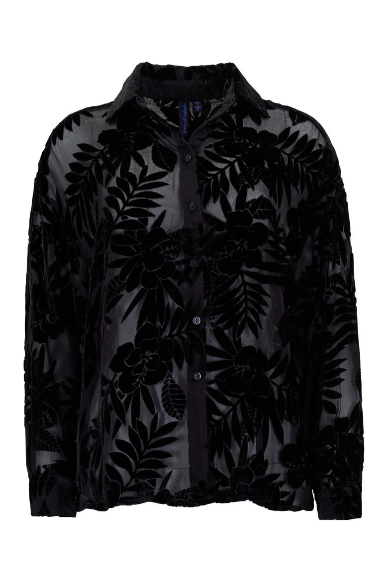 Country Floral Velvet Devore Womens Shirt, Alternate, color, COUNTRY FLORAL BLACK