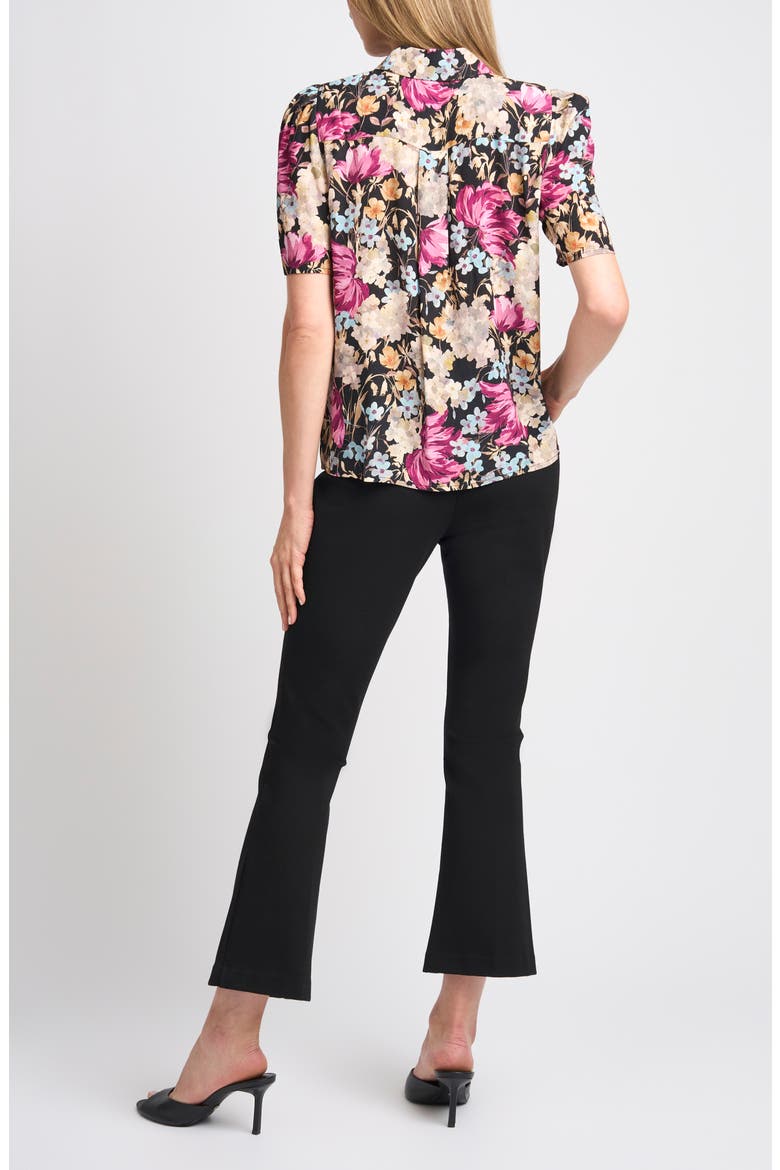 Puff Sleeve Floral Shirt, Alternate, color, RICH BLACK 060